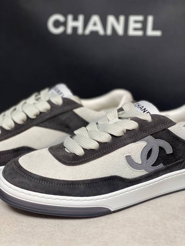 CC Logo Suede Kidskin Low Top Sneakers Black - CHANEL - BALAAN 6