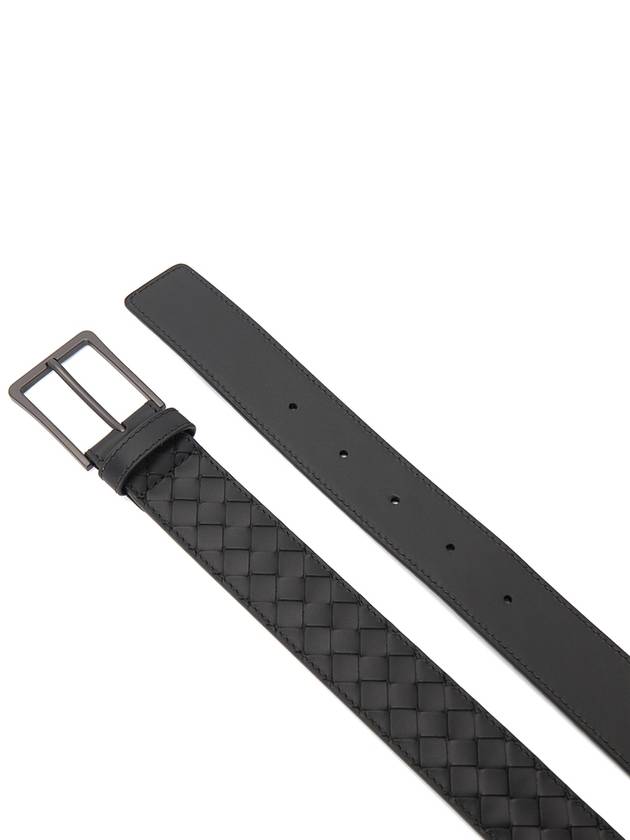 Intrecciato Leather Belt Black - BOTTEGA VENETA - BALAAN 4