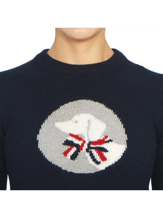 Hector Bow Virgin Wool Knit Top Navy - THOM BROWNE - BALAAN 5