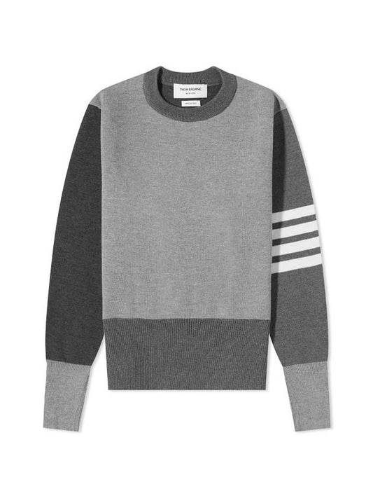 4-bar stripe fun mix Milano stitch merino wool knit top - THOM BROWNE - BALAAN.