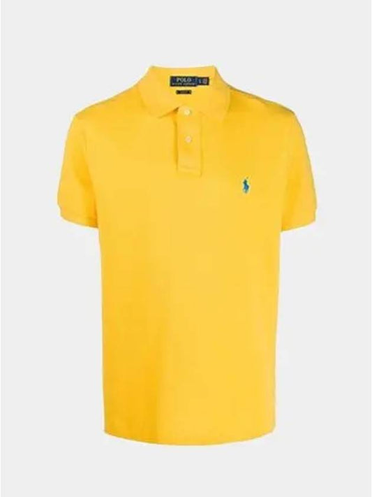 Men's Pony Slim Fit Short Sleeve Polo Shirt Yellow - POLO RALPH LAUREN - BALAAN 2