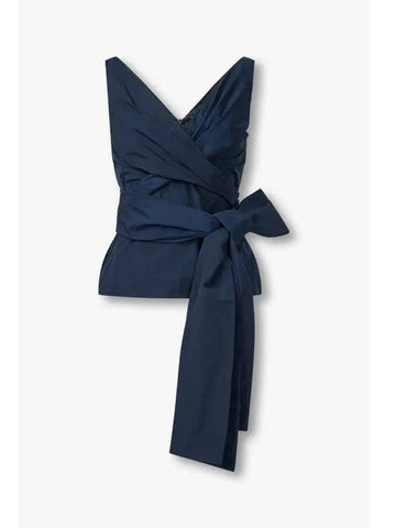 Women s Bow Wrap Sleeveless Top Navy - DRIES VAN NOTEN - BALAAN 1