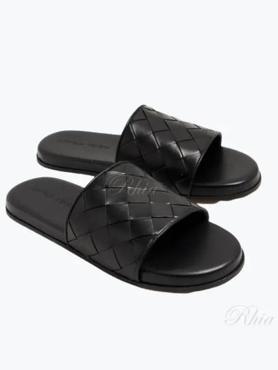 Intrecciato Leather Slippers Black - BOTTEGA VENETA - BALAAN 2