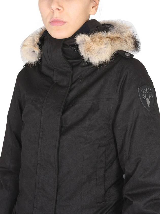 Women's Abby Hooded Fur Long Parka Black - NOBIS - BALAAN 5