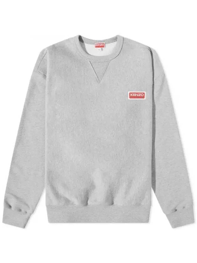 Paris Logo Crew Neck Cotton Sweatshirt Pearl Grey - KENZO - BALAAN 1