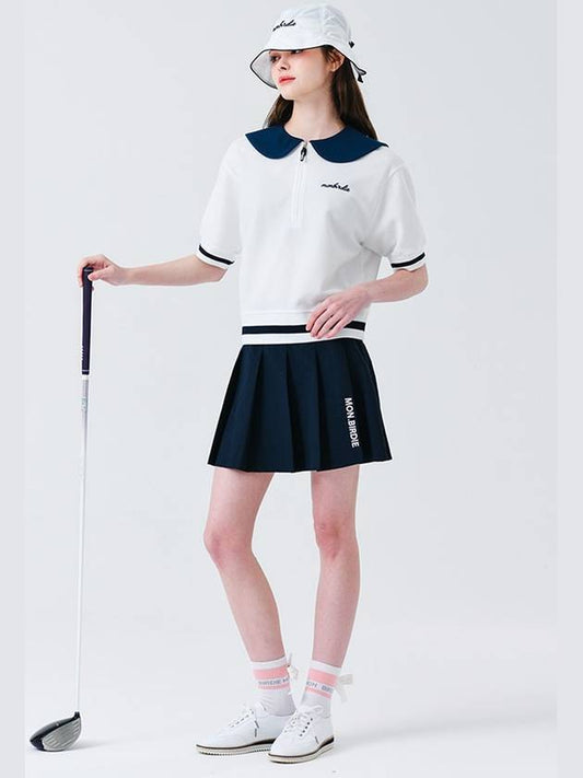 Ball marker patch nylon pleated skirt NAVY - MONBIRDIE GOLF - BALAAN 2