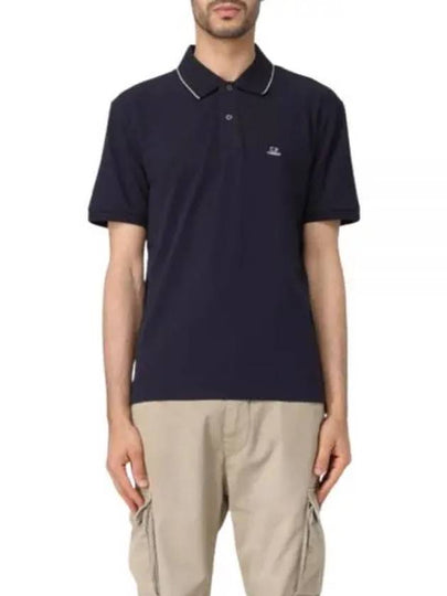 Stretch Piquet Regular Striped Collar Polo Shirt Navy - CP COMPANY - BALAAN 2