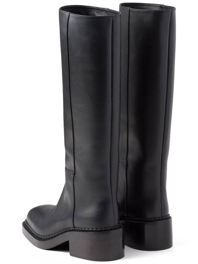 Logo leather long boots black - PRADA - BALAAN 4