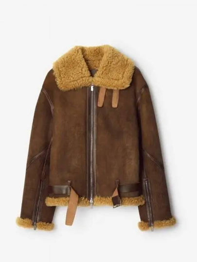 Aviator Shearling Jacket Moss - BURBERRY - BALAAN 2