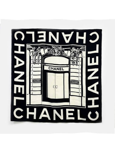 Logo Print White Black Scarf 4VCHF24679 - CHANEL - BALAAN 1