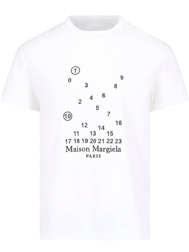 Numeric Embroidered Logo Mako Cotton Short Sleeve T-Shirt White - MAISON MARGIELA - BALAAN 2