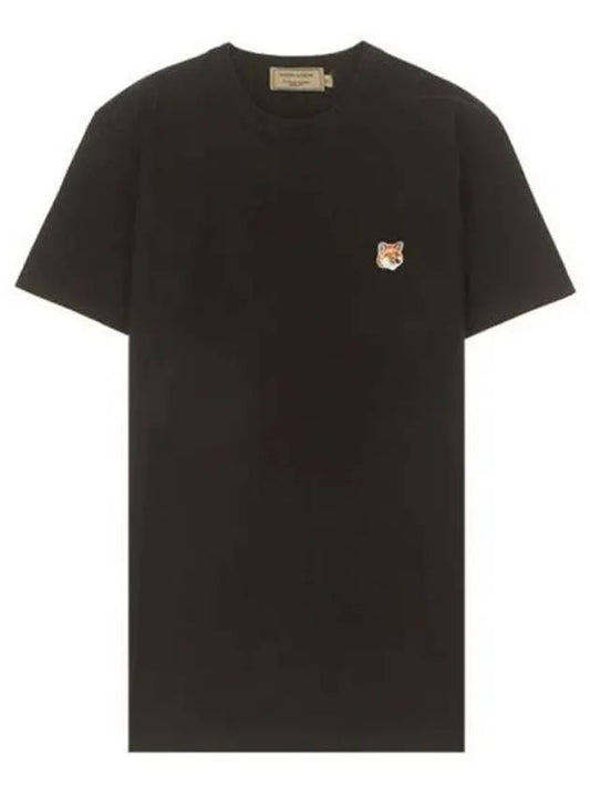 04506 AM00103KJ0008 BK Fox Patch Round Short Sleeve T Shirt Black Men s TR 270366 - MAISON KITSUNE - BALAAN 1