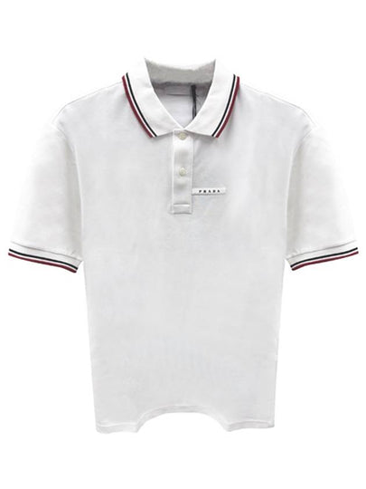 Logo Patch Polo Shirt White - PRADA - BALAAN 2