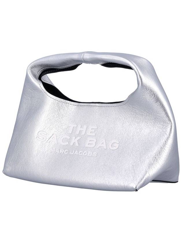 The Metallic Leather Mini Sock Tote Bag Silver - MARC JACOBS - BALAAN 4