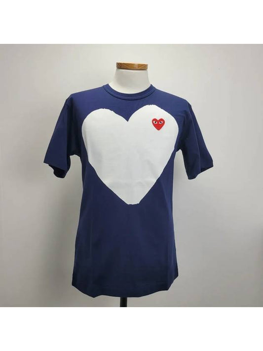 Comme Men's Heart Short Sleeve TShirt dark blue P1T184 - COMME DES GARCONS - BALAAN 1