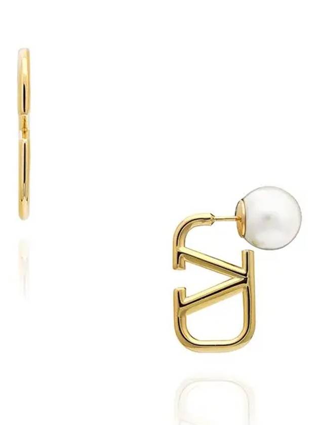 V Logo Signature Metal Resin Earrings Gold - VALENTINO - BALAAN 3