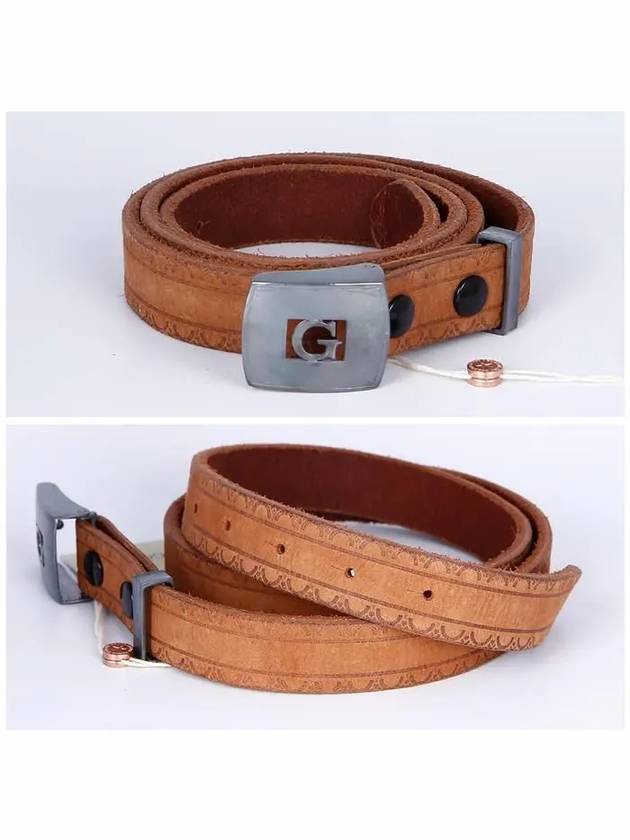 Vintage G Logo Buckle Leather Belt Brown - GOLDEN GOOSE - BALAAN 3