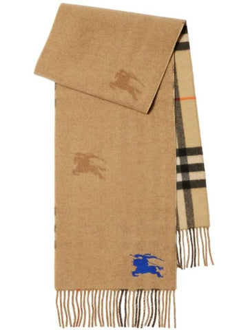 Check EKD Embroidered Reversible Cashmere Scarf Sand - BURBERRY - BALAAN 1