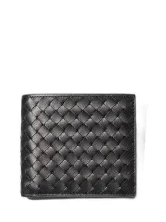 Intrecciato Calf Leather Half Wallet Black - BOTTEGA VENETA - BALAAN 2