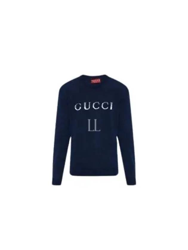 Intarsia Wool Sweater Dark Blue - GUCCI - BALAAN 2