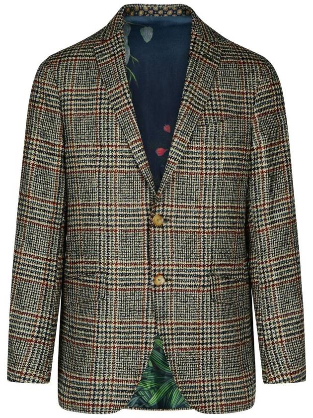 Etro Blazer In Beige Linen And Cotton Blend - ETRO - BALAAN 1