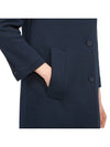 Women's Double Face Tech Round Collar Cotton Overcoat Navy - THOM BROWNE - BALAAN 9