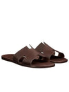 Izmir Leather Slippers Mocha - HERMES - BALAAN.