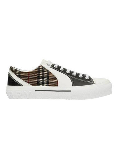 Vintage Check Cotton Mesh Leather Low Top Sneakers Black White - BURBERRY - BALAAN 1