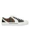 Vintage Check Cotton Mesh Leather Low Top Sneakers Black White - BURBERRY - BALAAN 1