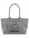 Yenky Zipper Logo Washed Cotton Tote Bag Grey - ISABEL MARANT - BALAAN 2