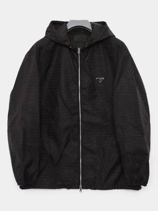 Triangle Logo Nylon Hooded Jacket Black - PRADA - BALAAN 2