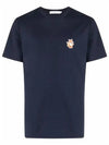 All Right Fox Patch Short Sleeve T-Shirt Navy - MAISON KITSUNE - BALAAN.