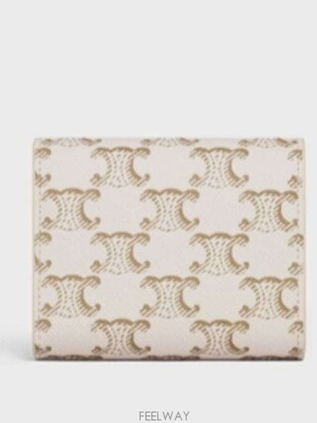 Triomphe Canvas Small Half Wallet White Tan - CELINE - BALAAN 6