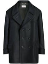 Oversized Caban Double Breasted Coat Black - MAISON MARGIELA - BALAAN 1