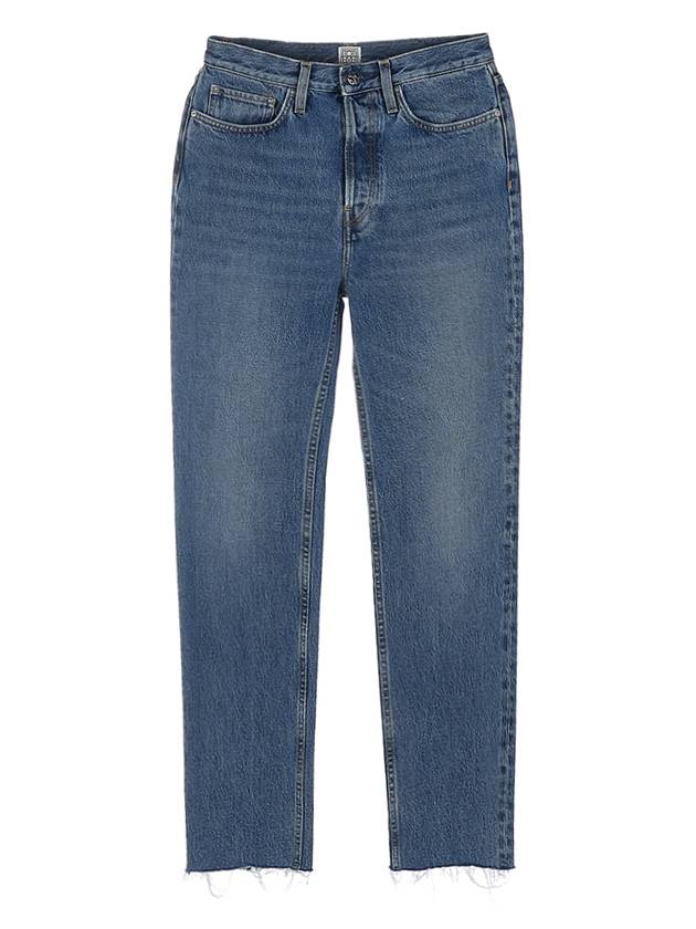 Women's Classic Cut Washed Denim Straight Jeans Blue - TOTEME - BALAAN.