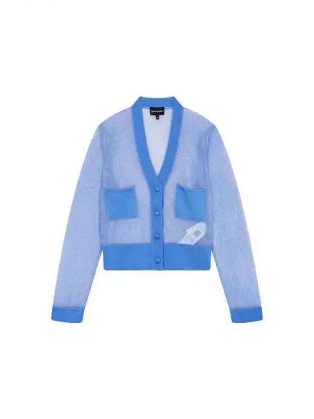 Women s Patch Pocket Mesh Cardigan Blue 270792 - EMPORIO ARMANI - BALAAN 1