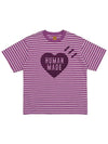 Striped Heart Short Sleeve T Shirt Purple HM27CS041 - HUMAN MADE - BALAAN 2