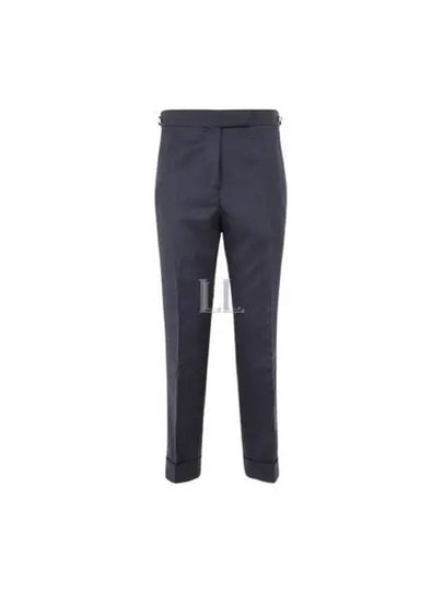 Tab Wool Turn-Up Straight Pants Navy - THOM BROWNE - BALAAN 2