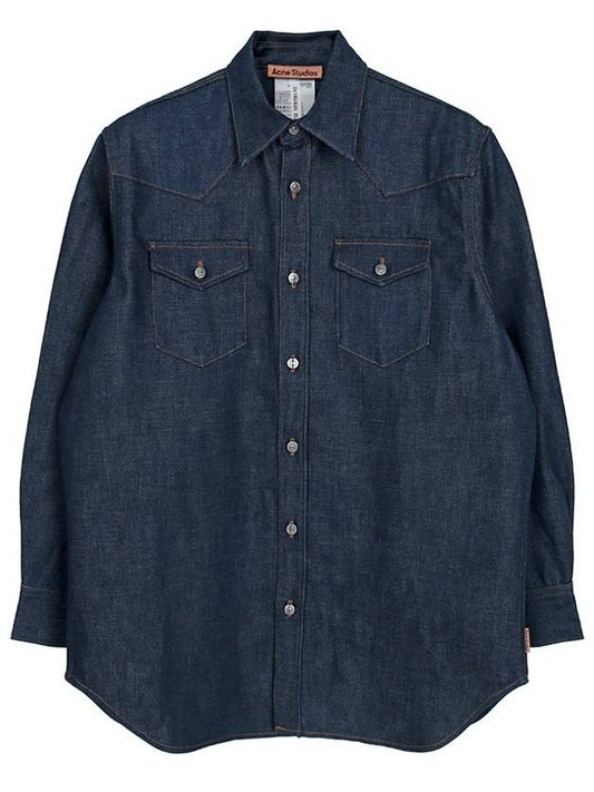 Button Up Denim Long Sleeve Shirt Blue - ACNE STUDIOS - BALAAN 2