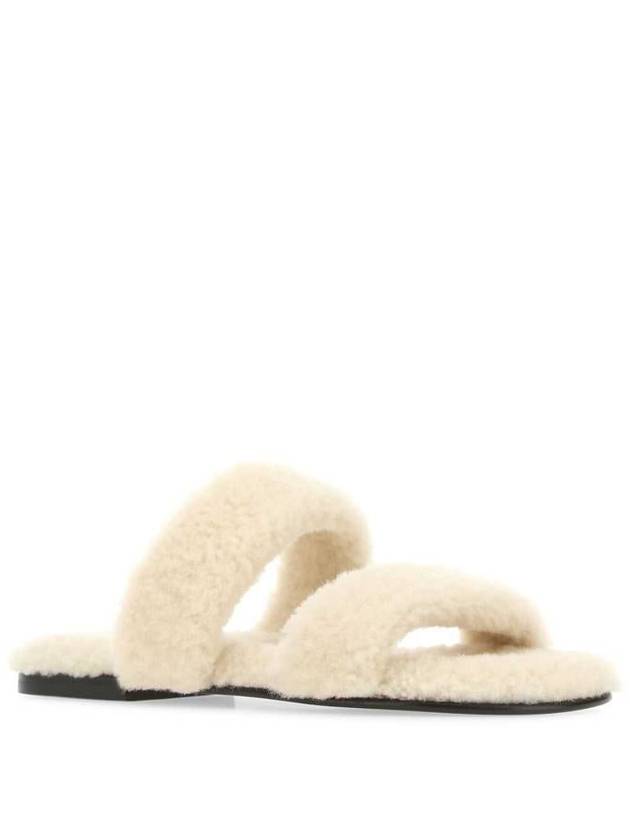 Shearling Sandal Slippers White - SAINT LAURENT - BALAAN 3