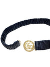 Women's GG Nappa Shirring Leather Belt Navy 602074 B340G - GUCCI - BALAAN 4