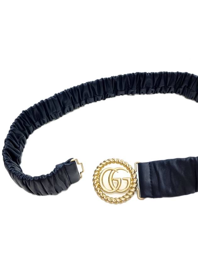 Women's GG Nappa Shirring Leather Belt Navy 602074 B340G - GUCCI - BALAAN 4