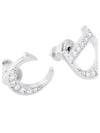 CD Finish Brass White Crystals Earrings Silver - DIOR - BALAAN 2