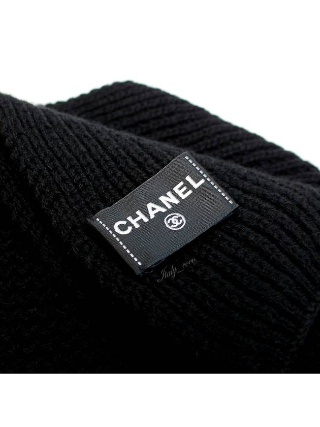 22A Logo Cashmere Muffler Black AA8312 - CHANEL - BALAAN 6