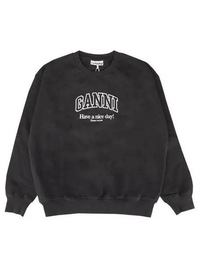 Isoli Oversized Cotton Sweatshirt Black - GANNI - BALAAN 2