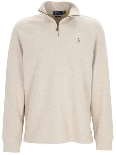 Embroidered Pony Logo Half Zip-Up Knit Top Beige - POLO RALPH LAUREN - BALAAN 2