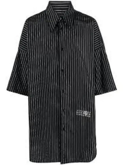 Oversized Striped Short Slevee Shirt Black - MAISON MARGIELA - BALAAN 2