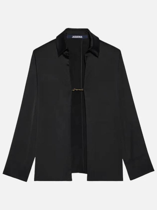 La Chemise Notte Open Charm Logo Shirt Black - JACQUEMUS - BALAAN 2