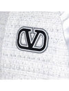 V Logo Tweed Bomber Jacket Silver - VALENTINO - BALAAN 5