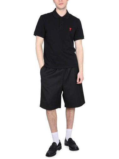 Wool Blend Bermuda Shorts Black - AMI - BALAAN 1